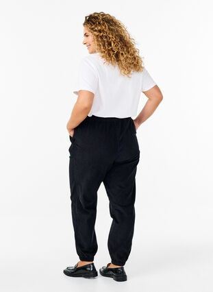 Zizzifashion Corduroy trousers with an elastic waistband, Black, Model image number 1