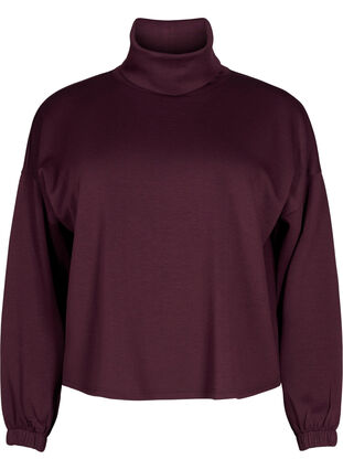 Zizzifashion Blouse with turtleneck in modal mix, Fig, Packshot image number 0