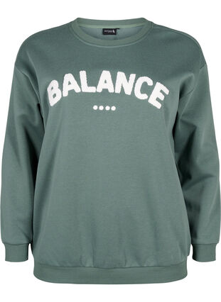 Zizzifashion Sweatshirt with terry text, Duck Green, Packshot image number 0
