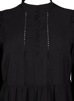 Zizzifashion Knee-length dress with embroidery and 3/4 sleeves, Black, Packshot image number 2