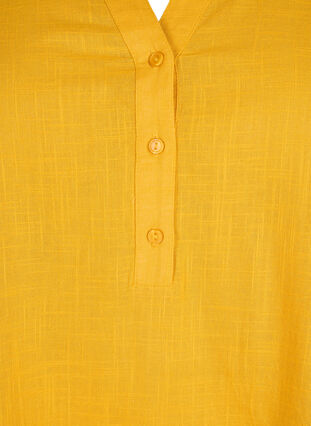 Zizzifashion Cotton shirt blouse with v-neck, Golden Yellow, Packshot image number 2