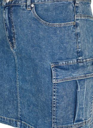 Zizzifashion Close-fitting denim skirt with cargo pocket, Blue Denim, Packshot image number 2