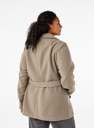 Short wool jacket with belt, Desert Taupe Mel., Model