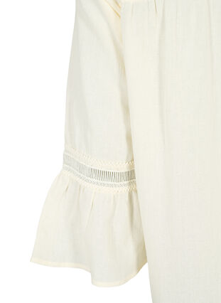 Zizzifashion Organic cotton tunic with feminine details, Antique White, Packshot image number 3