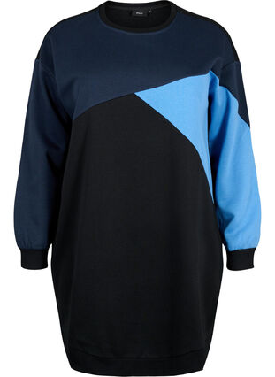 Zizzifashion Long sweatshirt with colorblock pattern, Night S. Color Block, Packshot image number 0