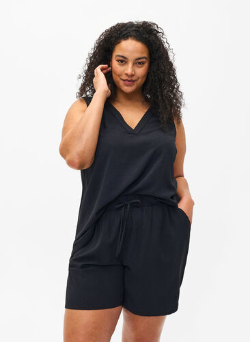 Zizzifashion Shorts with pockets and elastic waistband, Black, Model image number 0