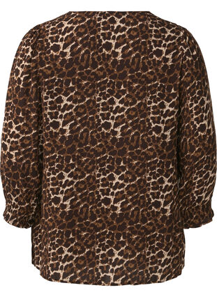 Zizzifashion Leopard print blouse with 3/4 sleeves, Leo AOP, Packshot image number 1