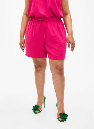 Zizzifashion Shorts with pockets and elastic waistband, Pink Peacock, Model image number 2