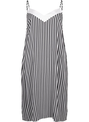 Zizzifashion FLASH - Striped strap dress in viscose, Black White Stripe, Packshot image number 0