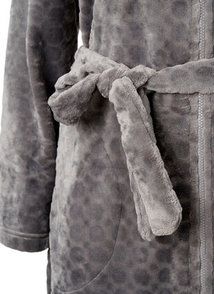 Zizzifashion Patterned dressing gown with zipper and pockets, Grey, Packshot image number 2