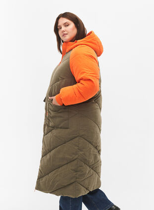 Zizzifashion Long colorblock winter jacket with hood, Bungee Cord Comb, Model image number 2