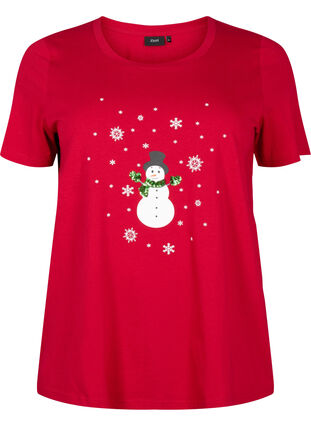 Zizzifashion Christmas T-shirt with sequins, Tango R. W. Snowman, Packshot image number 0