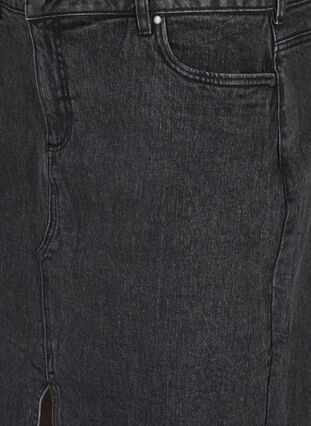 Zizzifashion Denim skirt with front slit, Dark Grey Denim, Packshot image number 2