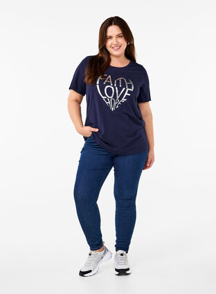 Zizzifashion FLASH - T-shirt with motif, Navy B. Silver Faith, Model image number 2