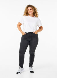 Amy jeans with a high waist and super slim fit, Dark Grey Denim, Model