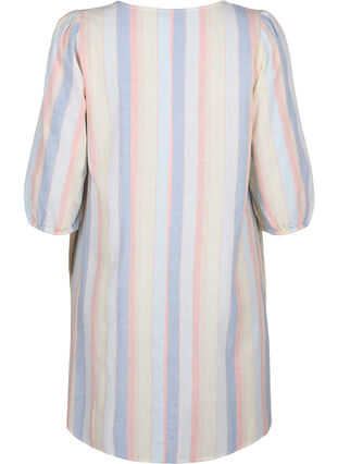 Zizzifashion Cotton blend short dress with linen, Multi Color Stripe, Packshot image number 1