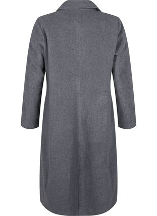 Zizzifashion Long wool coat with pockets, Dark Grey Melange, Packshot image number 1