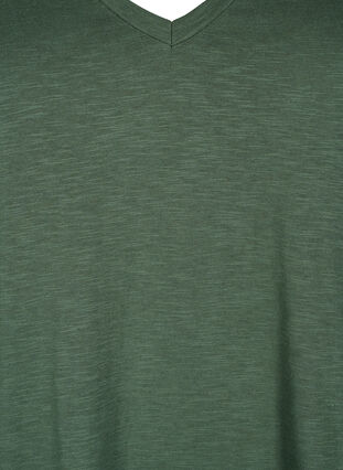 Zizzifashion Short sleeve basic t-shirt with v-neck, Thyme, Packshot image number 2