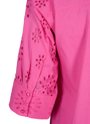 Zizzifashion Shirt blouse with embroidery anglaise and 3/4 sleeves, Raspberry Rose, Packshot image number 4