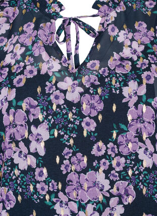 Zizzifashion Tunic with floral print and lurex, Black Small Fl. AOP, Packshot image number 2