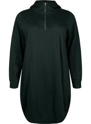 Zizzifashion Sweat tunic with hood and zip, Scarab, Packshot image number 0