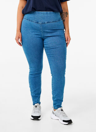 Zizzifashion Stretchy jeggings with high waist, Light Blue, Model image number 2