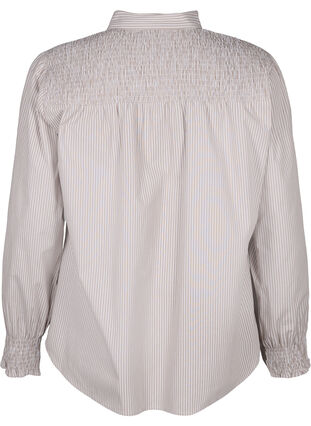 Zizzifashion Striped shirt with smock, Silver Mink Wh. St., Packshot image number 1