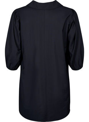 Zizzifashion Viscose tunic with V-neck and collar, Black, Packshot image number 1