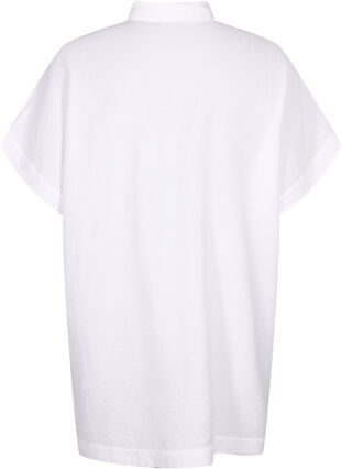 Long viscose shirt with short sleeves, Bright White, Packshot image number 1