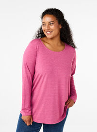 Long-sleeved T-shirt with round neck, Malaga Mel., Model