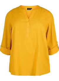 Cotton shirt blouse with v-neck