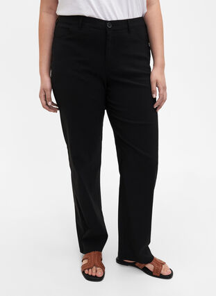 Zizzifashion Classic viscose blend trousers, Black, Model image number 2