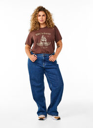 Wide leg jeans with high waist, Blue Denim, Model