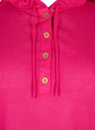 Zizzifashion Hooded tunic in cotton and linen, Bright Rose, Packshot image number 2