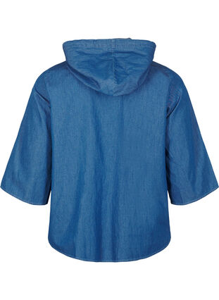 Zizzifashion Denim blouse with hood, Medium Blue Denim, Packshot image number 1