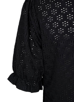 Zizzifashion V-neck blouse with hole pattern, Black, Packshot image number 3