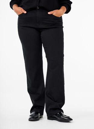 Zizzifashion High-waisted Gemma jeans with straight fit, Black, Model image number 2