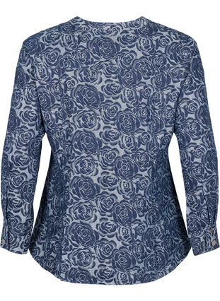 Zizzifashion Denim shirt with rose pattern, Denim Rose AOP, Packshot image number 1