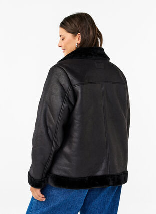 Zizzifashion Faux leather pilot jacket, Black, Model image number 1