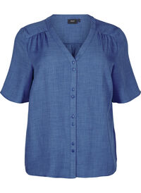 V-neck shirt blouse with short sleeves