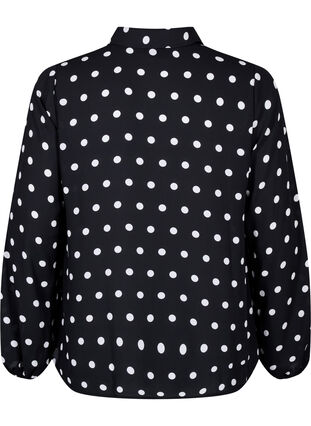 Zizzifashion Dotted shirt with ruffles, Black W. White Dot, Packshot image number 1