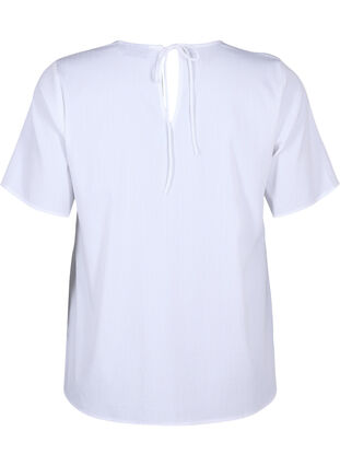 Zizzifashion Short-sleeved viscose blouse with ties, Bright White, Packshot image number 1