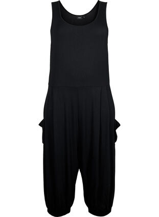 Zizzifashion Sleeveless jumpsuit with pockets, Black, Packshot image number 0