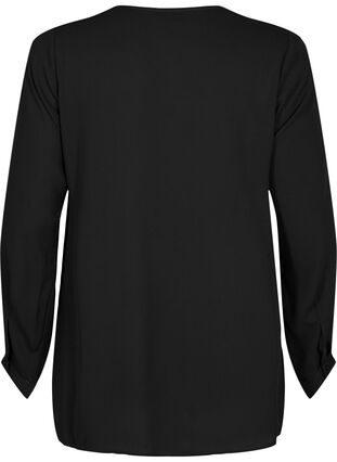 Zizzifashion Solid colour shirt with v-neck, Black, Packshot image number 1