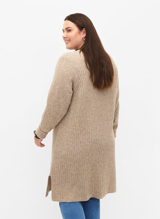 Zizzifashion Rib-knit dress with slit, Simply Taupe Mel., Model image number 1