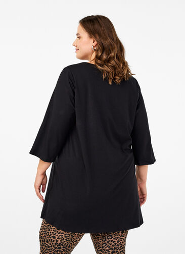 Zizzifashion A-shape tunic with 3/4 sleeves, Black, Model image number 1