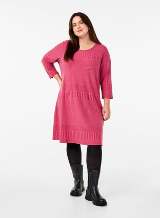 Zizzifashion Dress with 3/4 sleeves and striped pattern, Malaga Mel., Model image number 2