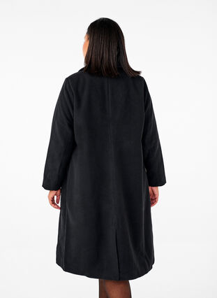 Zizzifashion Long wool coat with pockets, Black, Model image number 1