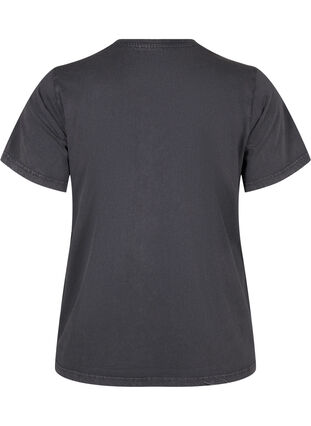 Zizzifashion Organic cotton T-shirt with print, D.Grey Wash W. Flok, Packshot image number 1