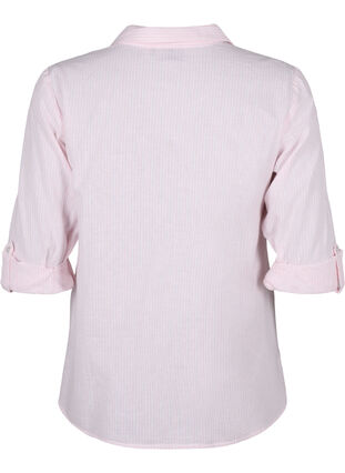 Zizzifashion Shirt blouse with button closure in cotton-linen blend, Rosebloom White, Packshot image number 1